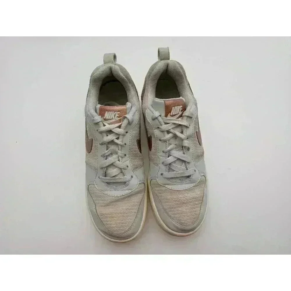 Nike Womens Court Borough Sneakers Shoes Beige 861533-001 Leather Lace Up 8.5